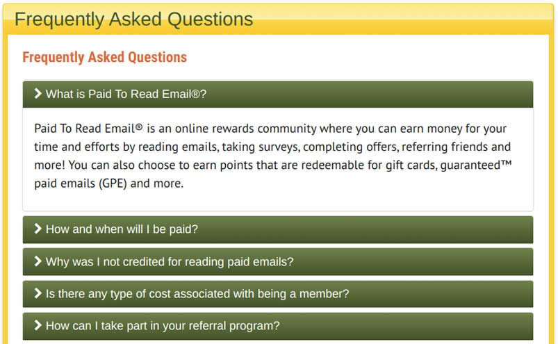 Paid To Read Email FAQ